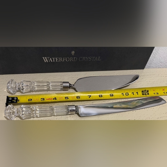 Rare Vintage Waterford Lismore Offset Cake Knife & Server Set  NIB Wedding Ready - Picture 6 of 9